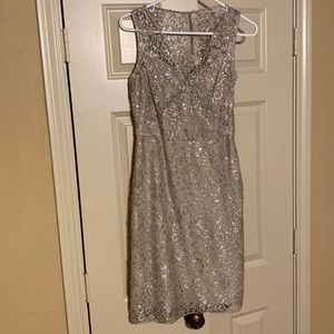 BCBG Maxazria silver/ grey cocktail dress. Size 6.